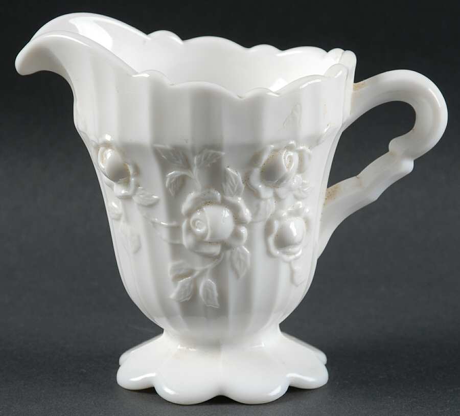 Rose Milk Glass Creamer by Fenton-1
