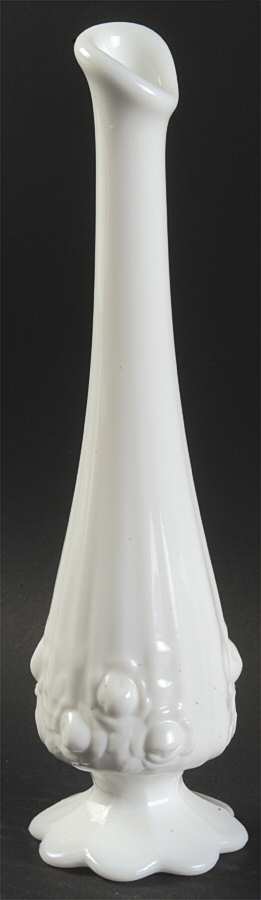 Rose Milk Glass 9" Swung Bud Vase by Fenton-1