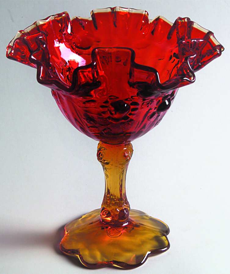 Rose Orange Round Compote (Height X Width) by Fenton-1