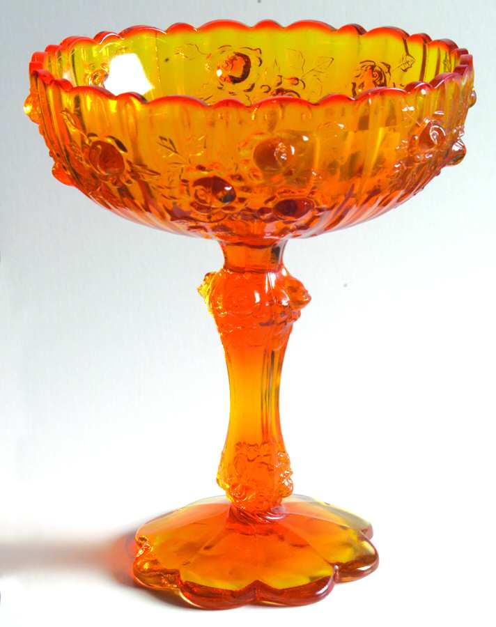 Rose Orange Round Compote (Height X Width) by Fenton-1