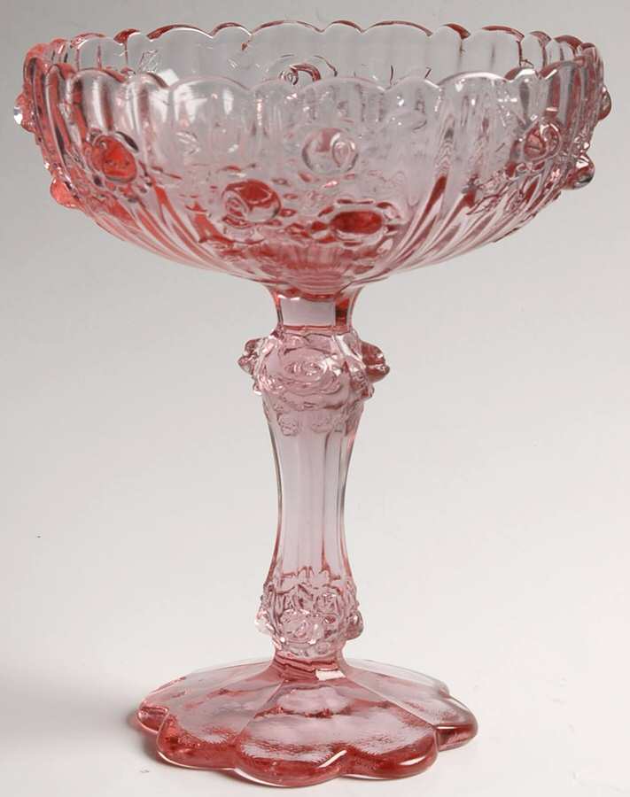 Rose Colonial Pink Round Compote (Height X Width) by Fenton-1