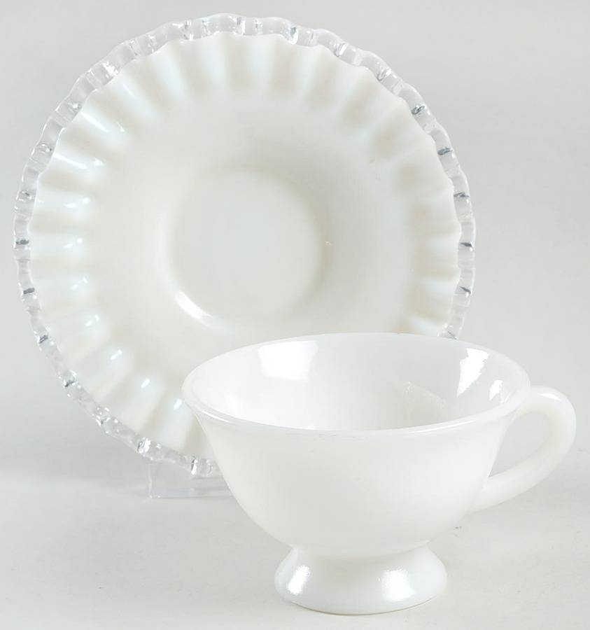 Silver Crest Cup and Saucer Set by Fenton-1