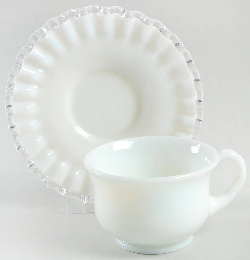 Silver Crest Cup and Saucer Set by Fenton-1