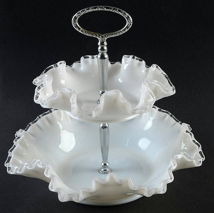 Silver Crest 2 Tier Tidbit by Fenton-1