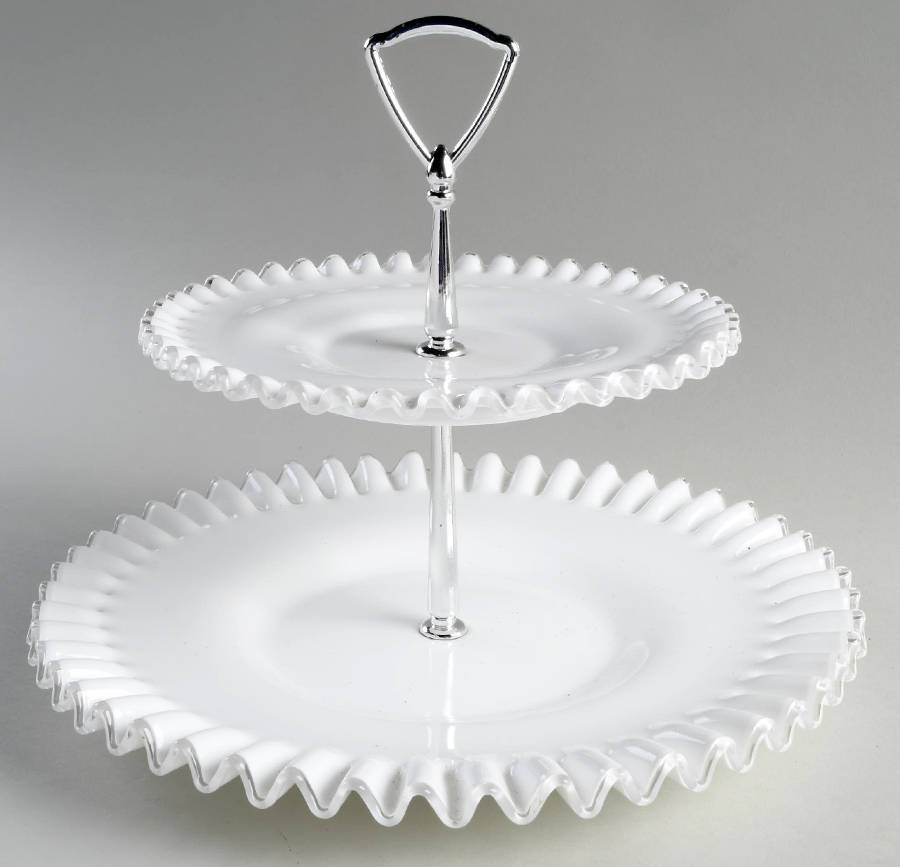 Silver Crest 2 Tier Serving Tray by Fenton-1