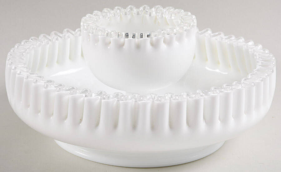 Silver Crest Fenton Crests Chip & Dip Set by Fenton-1