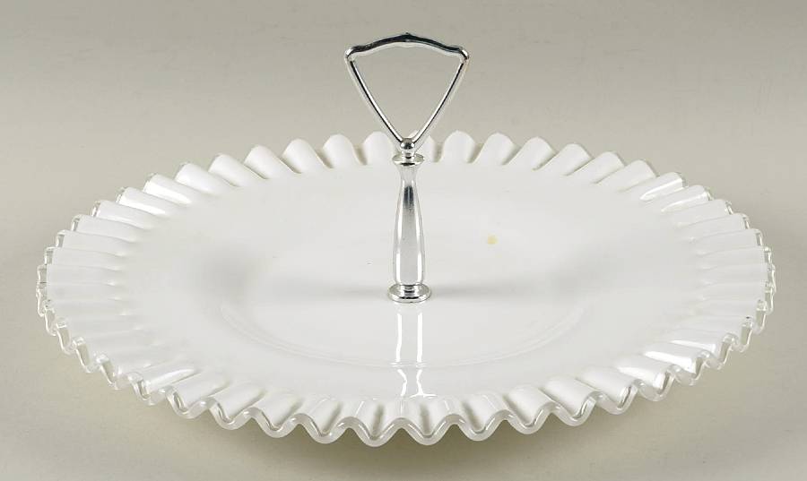 Silver Crest Sandwich Plate with Metal Handle by Fenton-1