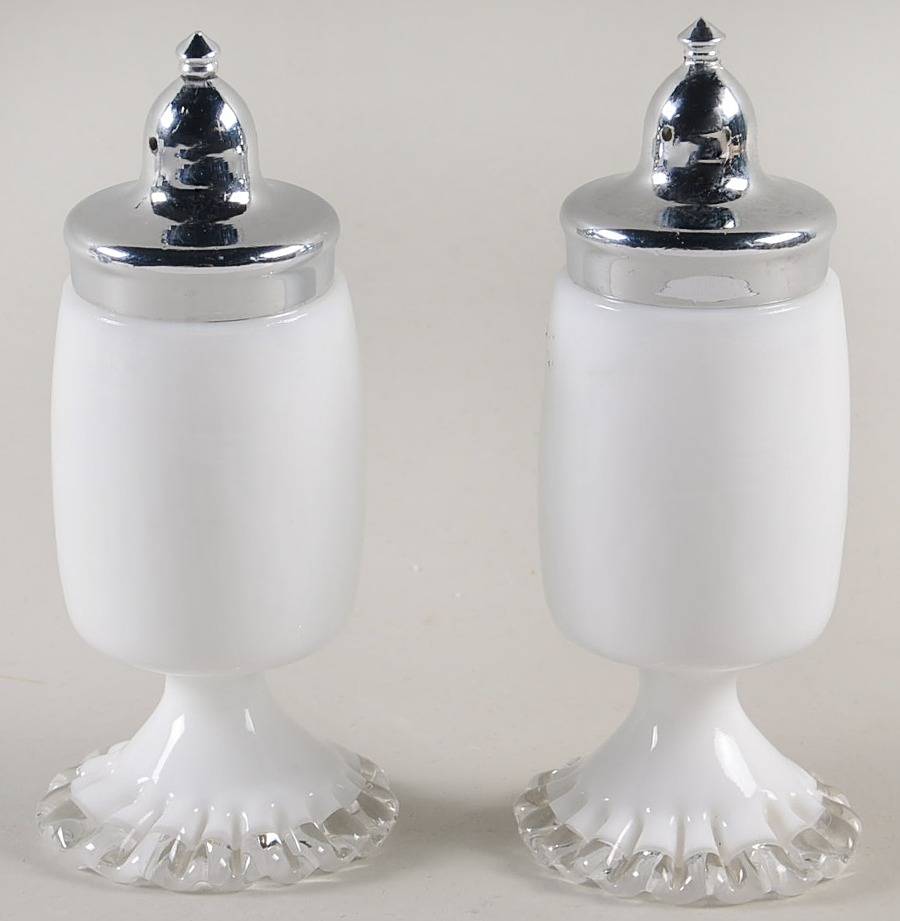 Silver Crest Footed Shaker Set & Metal Lids by Fenton-1