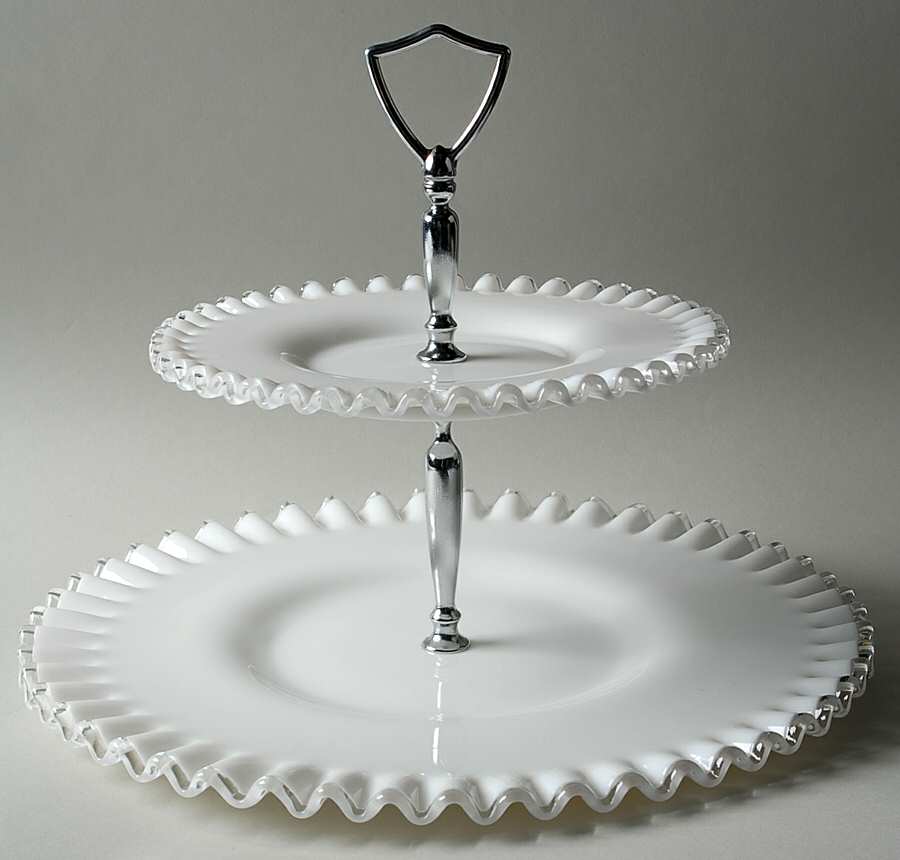Silver Crest 2 Tier Serving Tray by Fenton-1