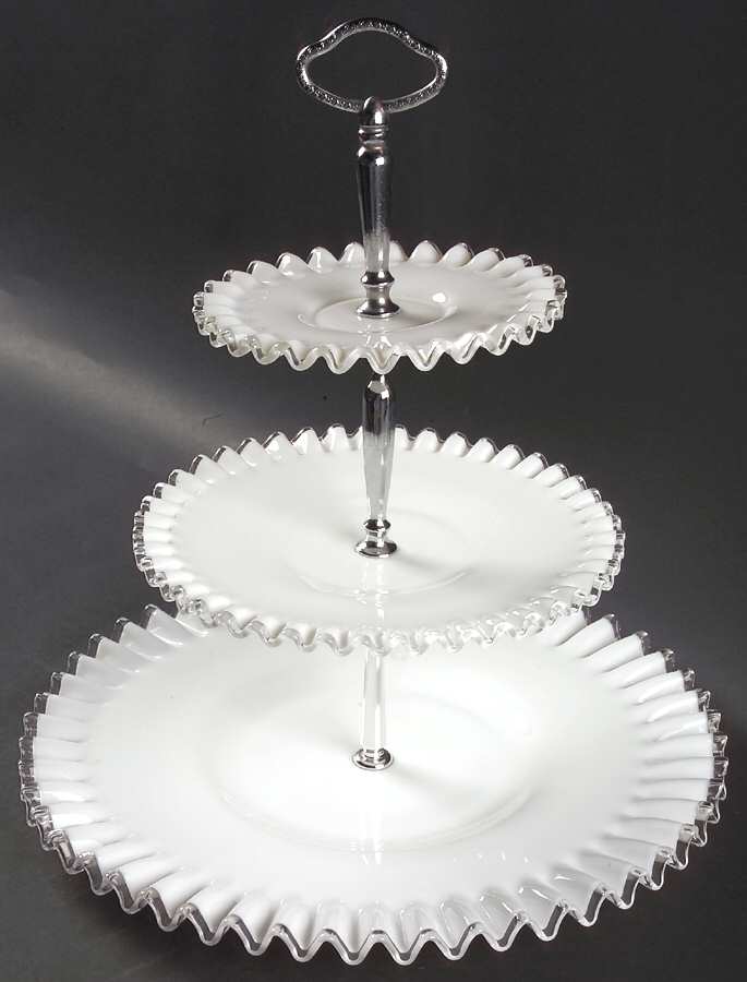 Silver Crest 3 Tier Serving Tray HC by Fenton-1
