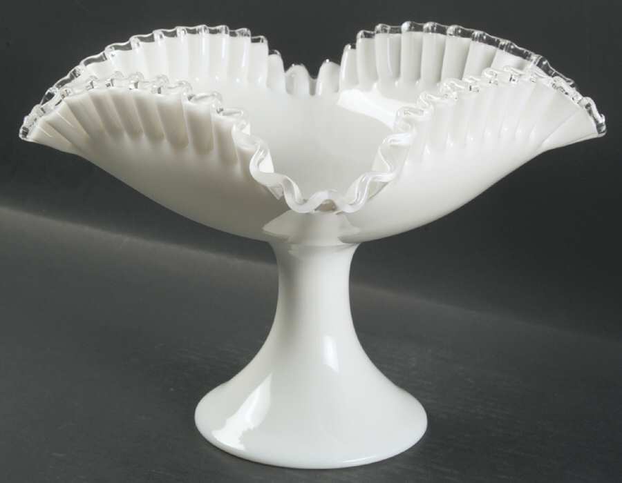 Silver Crest Footed Square Bowl by Fenton-1