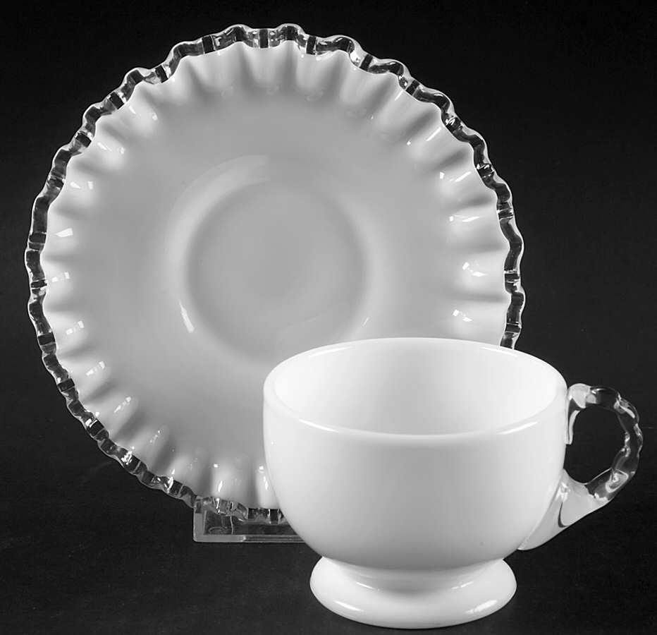 Silver Crest Cup and Saucer Set by Fenton-1