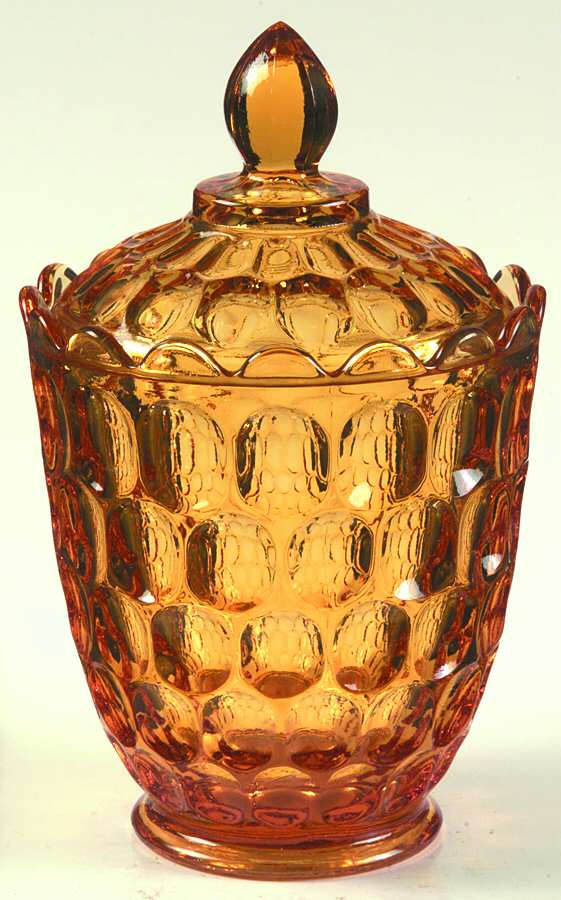 Thumbprint Colonial Amber Bowl Has Lip, Sugar Bowl & Lid by Fenton-1