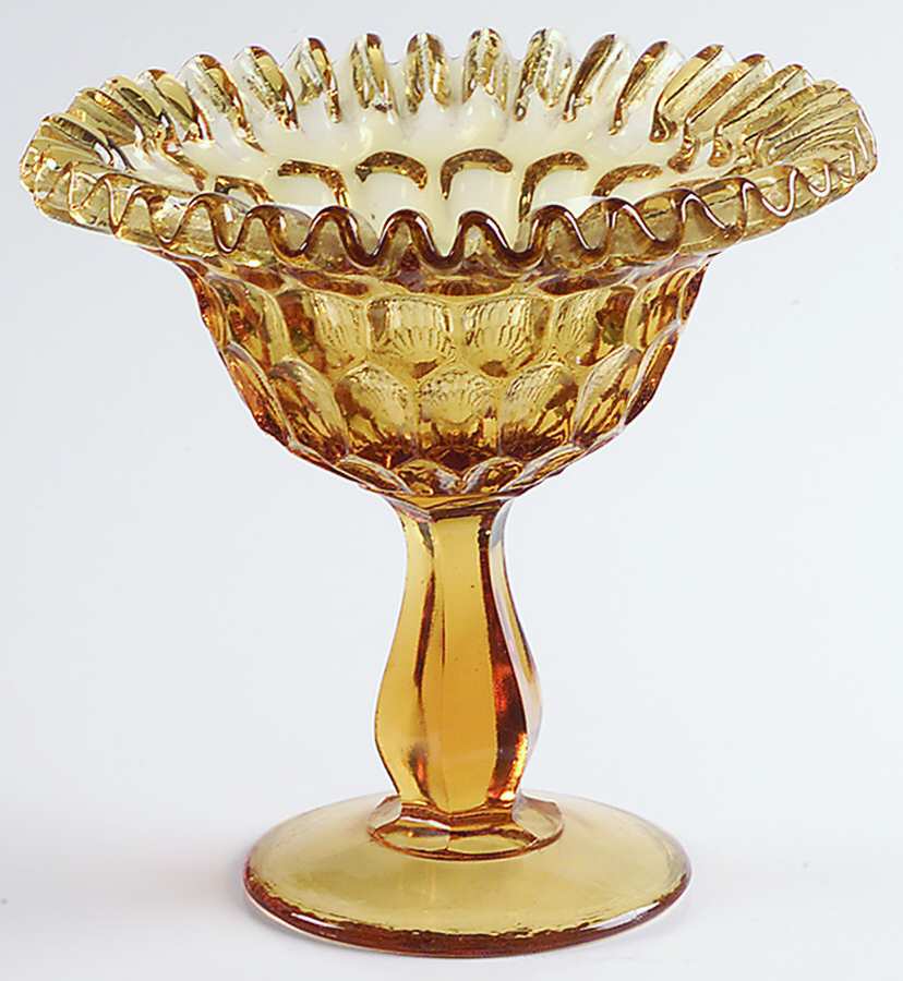 Thumbprint Colonial Amber Round Compote (Height X Width) by Fenton-1
