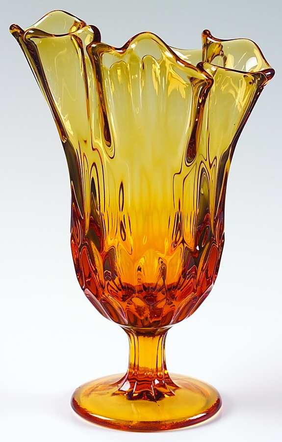 Thumbprint Colonial Amber 8" Handkerchief Vase by Fenton-1
