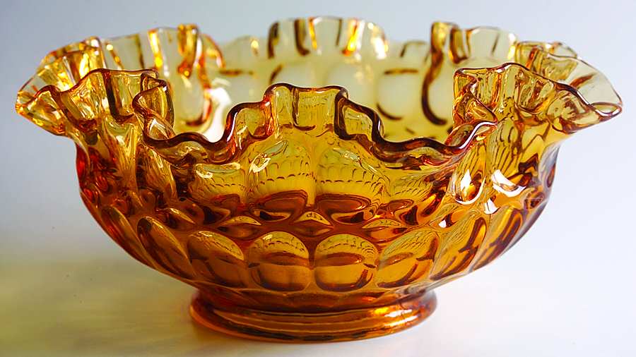 Thumbprint Colonial Amber 8" Round Bowl by Fenton-1