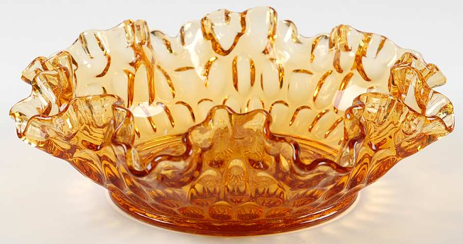 Thumbprint Colonial Amber 8" Bon Bon by Fenton-1