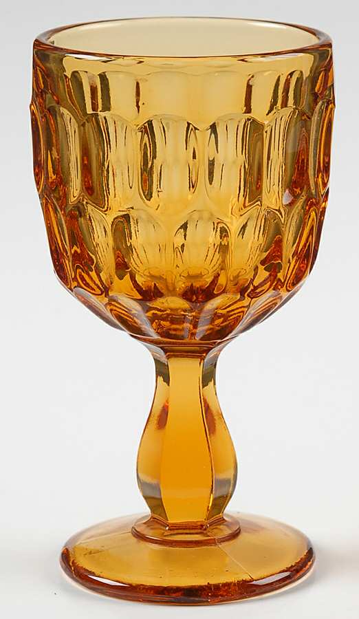Thumbprint Colonial Amber Wine Glass by Fenton-1