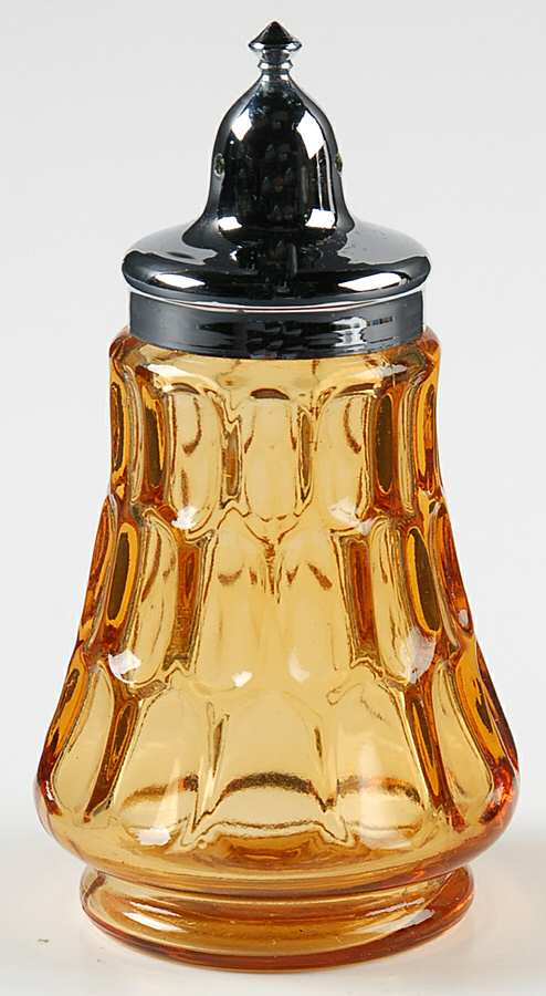 Thumbprint Colonial Amber Shaker with Metal Lid by Fenton-1