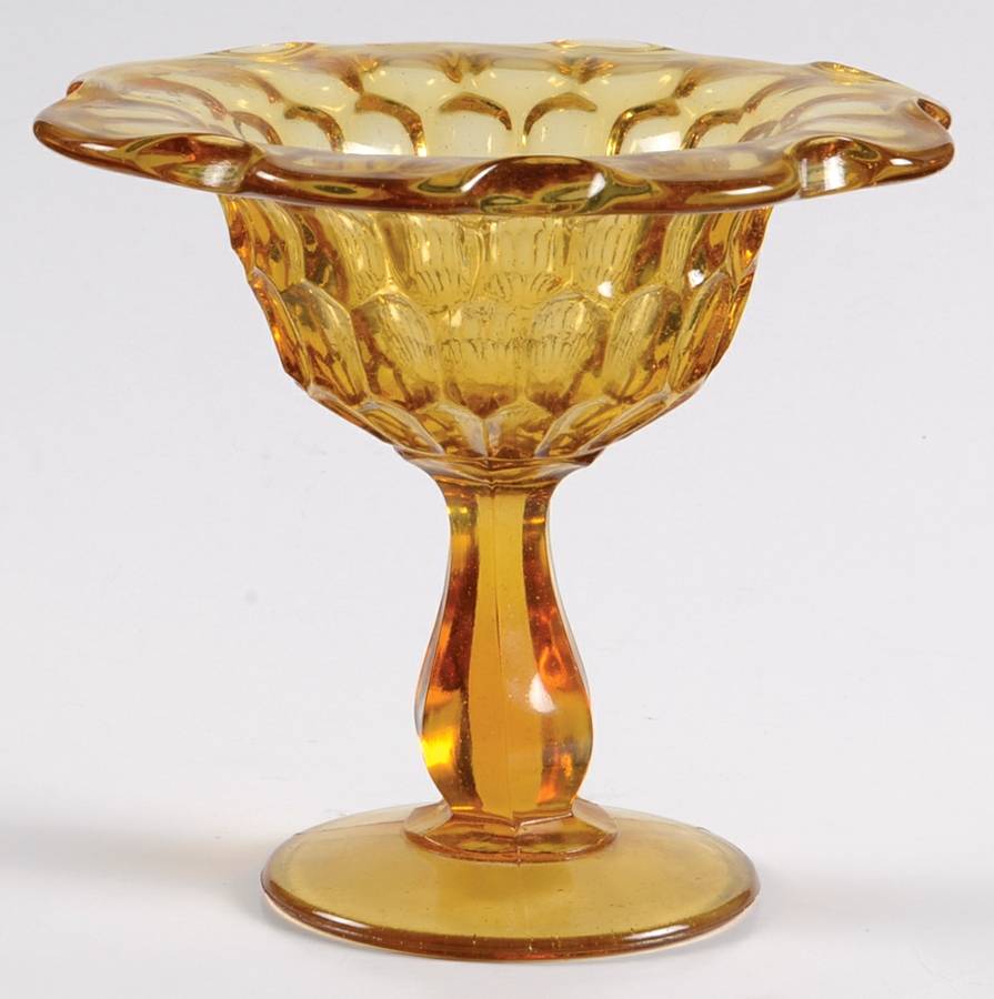 Thumbprint Colonial Amber Round Compote (Height X Width) by Fenton-1