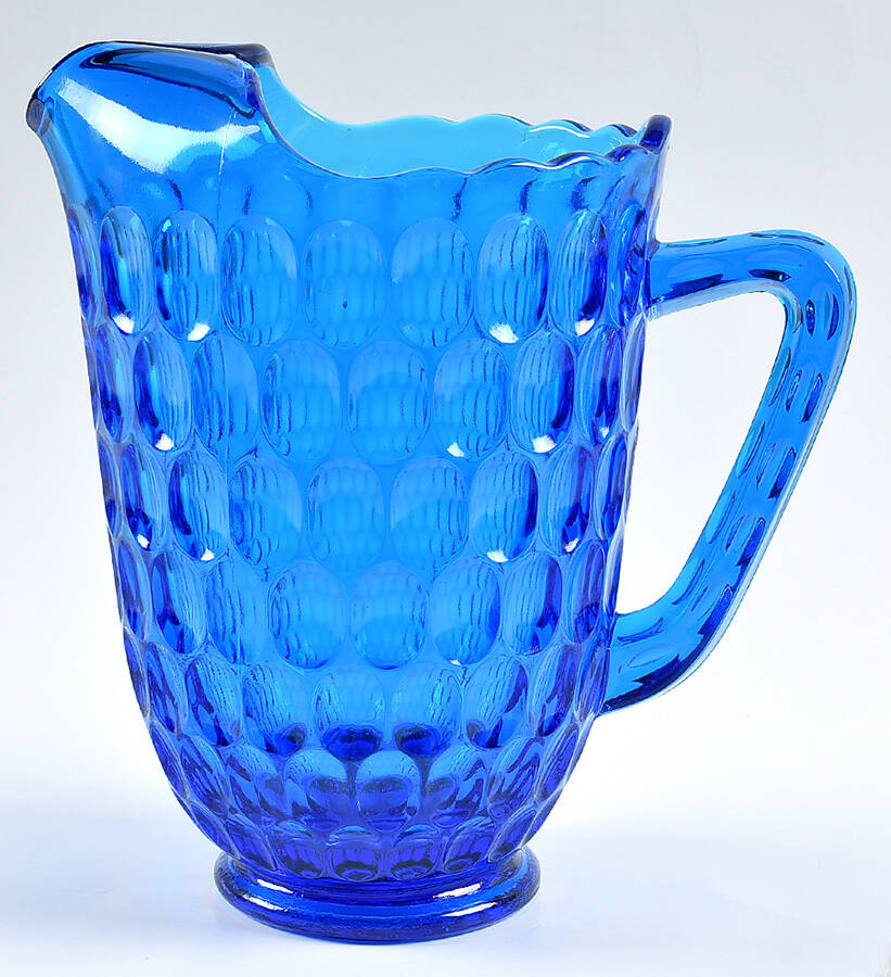 Thumbprint Colonial Blue 64 Oz Ice Lip Jug by Fenton-1