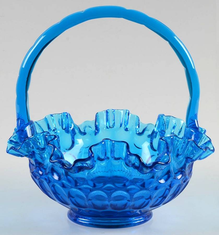 Thumbprint Colonial Blue #4438 Thumbprint 8" Basket by Fenton-1