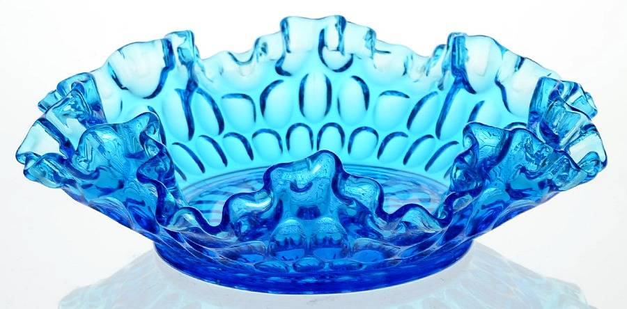 Thumbprint Colonial Blue 8" Bon Bon by Fenton-1