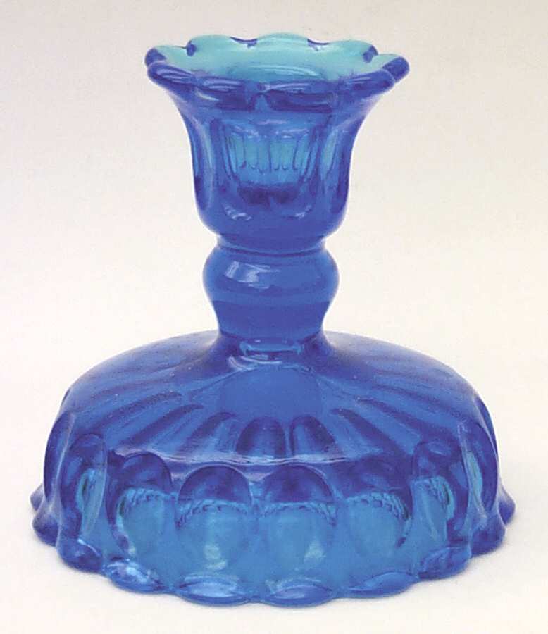 Thumbprint Colonial Blue 3" Single Light Candlestick by Fenton-1