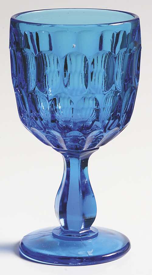 Thumbprint Colonial Blue Wine Glass by Fenton-1