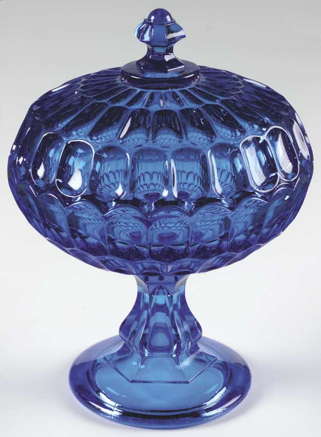 Thumbprint Colonial Blue Anniversary Bowl & Lid by Fenton-1