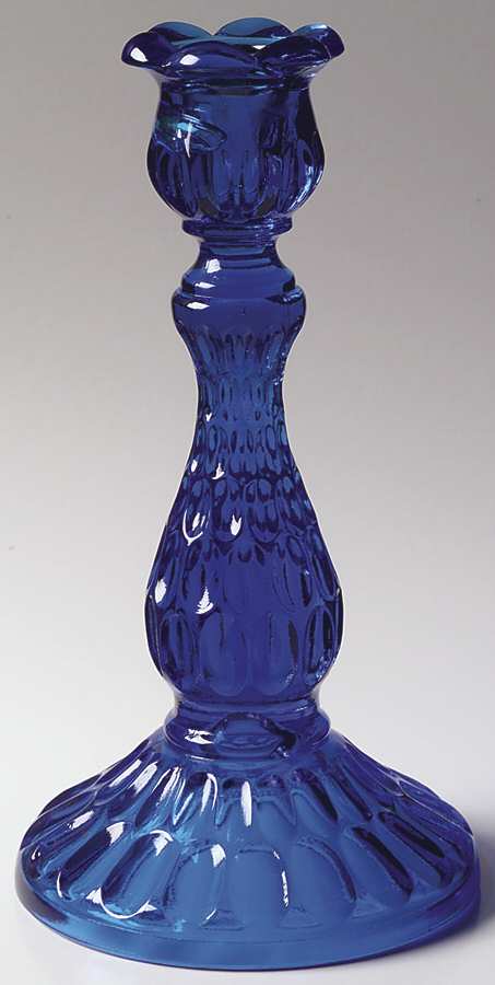 Thumbprint Colonial Blue 8" Single Light Candlestick by Fenton-1