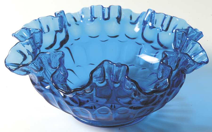 Thumbprint Colonial Blue 8" Round Bowl by Fenton-1