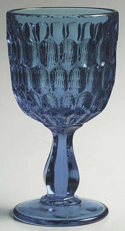 Thumbprint Colonial Blue Water Goblet by Fenton-1