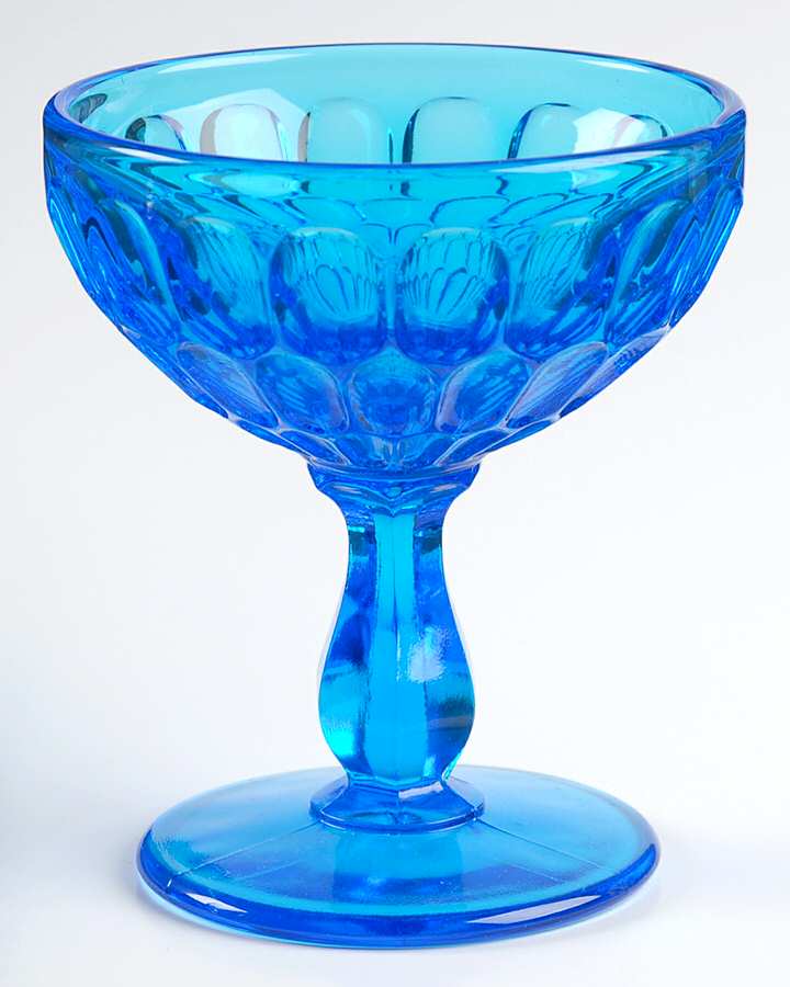 Thumbprint Colonial Blue Champagne/Tall Sherbet by Fenton-1