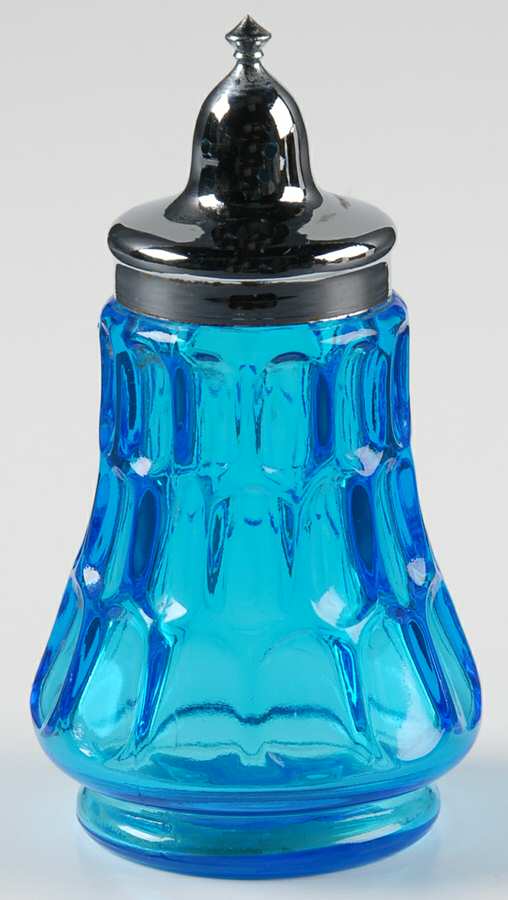 Thumbprint Colonial Blue Shaker with Metal Lid by Fenton-1