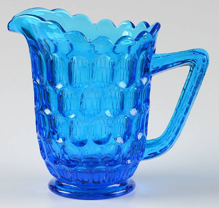 Thumbprint Colonial Blue Creamer by Fenton-1