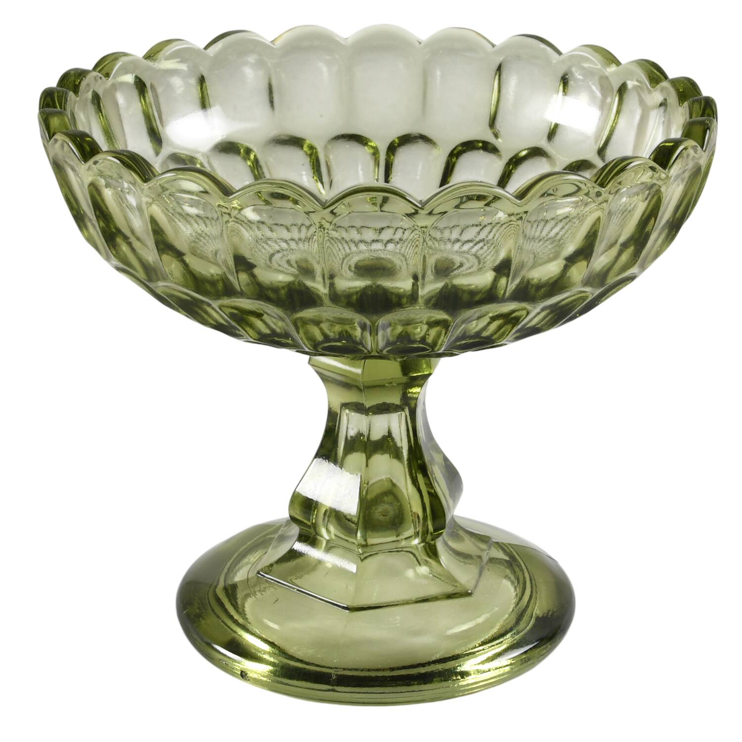Thumbprint Colonial Green Anniversary Bowl No Lid by Fenton-1