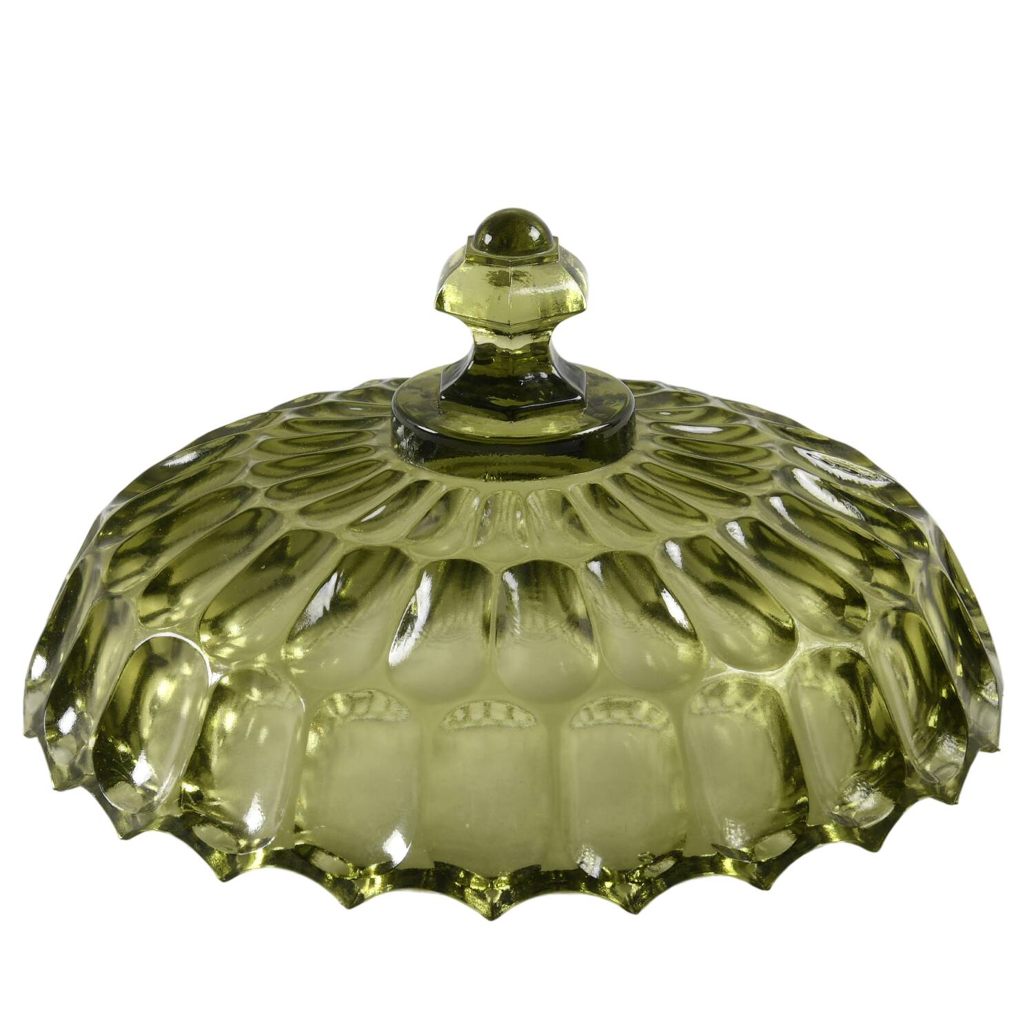 Thumbprint Colonial Green Lid for Anniversary Bowl by Fenton-1