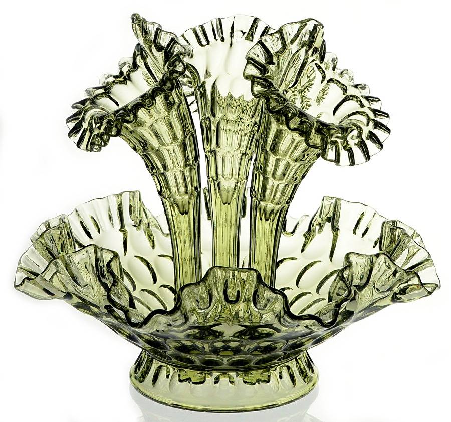 Thumbprint Colonial Green 4-Piece Epergne by Fenton-1