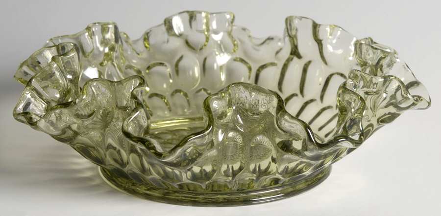Thumbprint Colonial Green 8" Bon Bon by Fenton-1