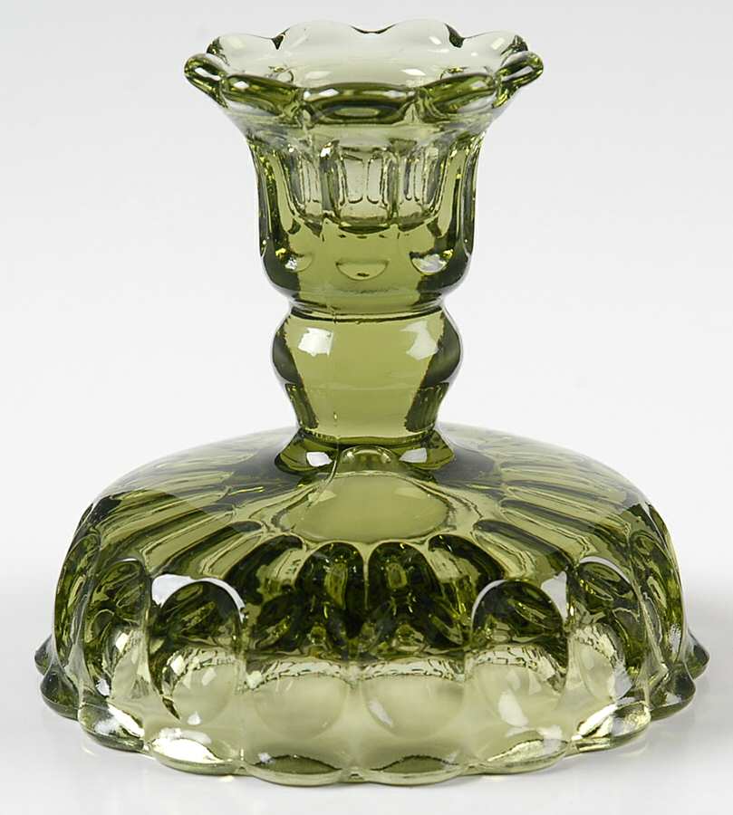 Thumbprint Colonial Green 3" Single Light Candlestick by Fenton-1