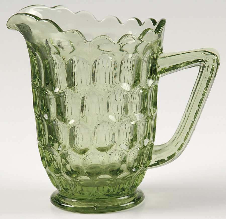 Thumbprint Colonial Green Creamer by Fenton-1