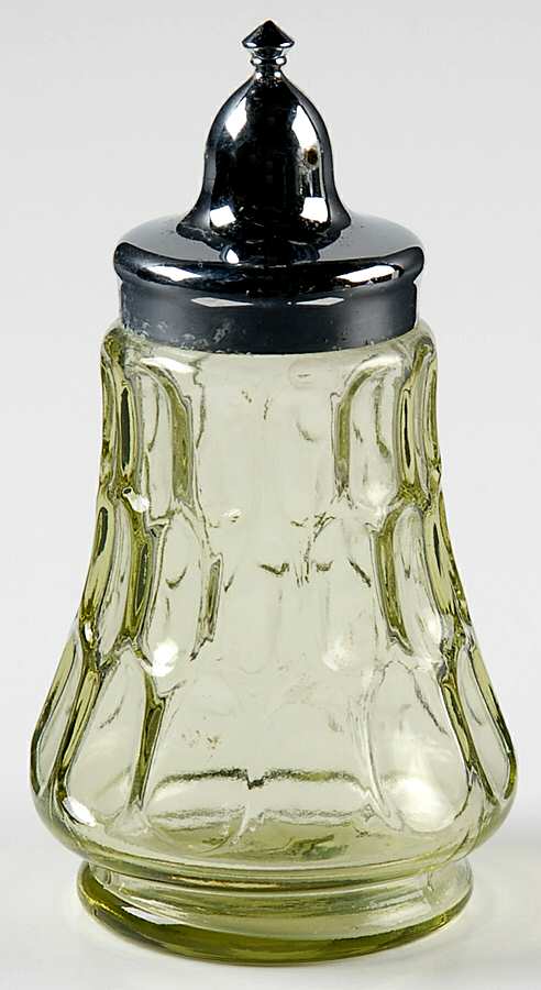 Thumbprint Colonial Green Shaker with Metal Lid by Fenton-1