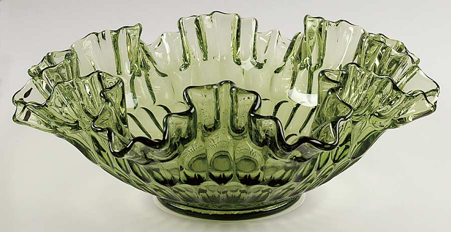 Thumbprint Colonial Green 12" Round Bowl by Fenton-1
