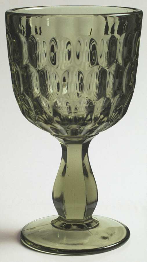 Thumbprint Colonial Green Water Goblet by Fenton-1