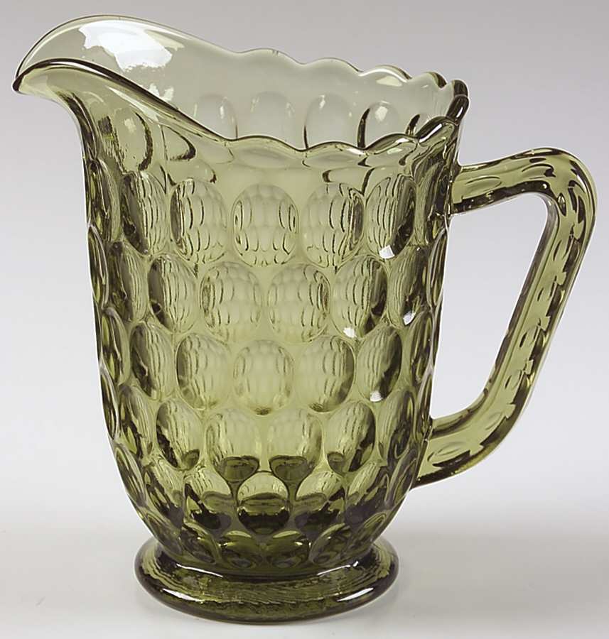 Thumbprint Colonial Green 34 Oz Jug by Fenton-1
