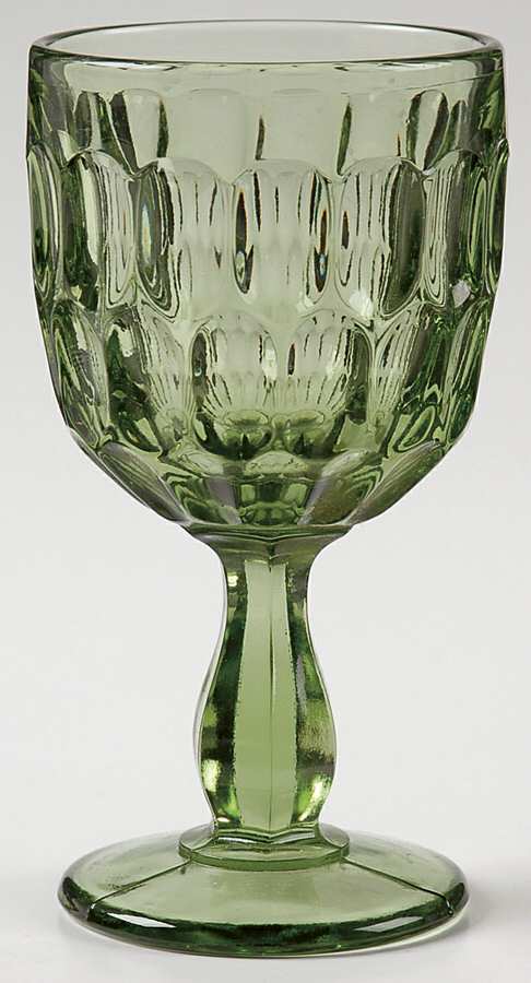 Thumbprint Colonial Green Wine Glass by Fenton-1
