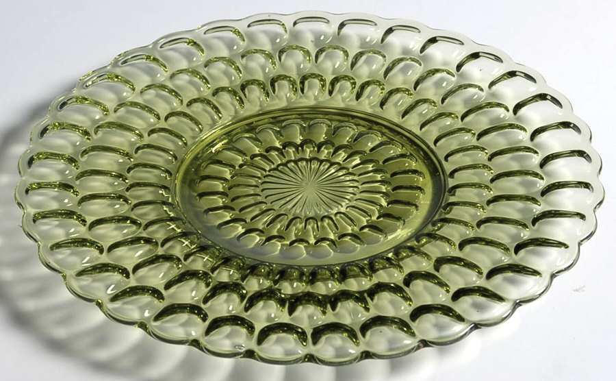 Thumbprint Colonial Green Luncheon Plate by Fenton-1