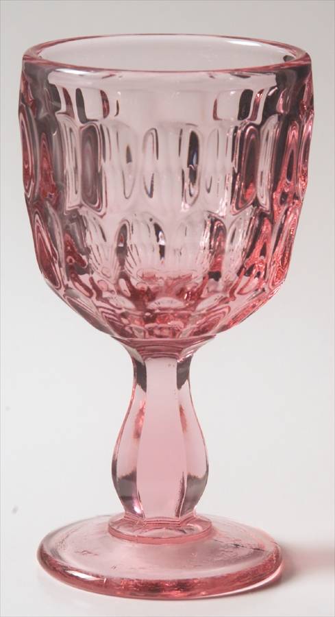 Thumbprint Colonial Pink Wine Glass by Fenton-1