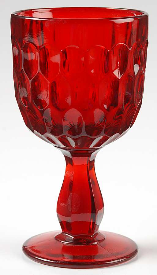Thumbprint Ruby Water Goblet by Fenton-1